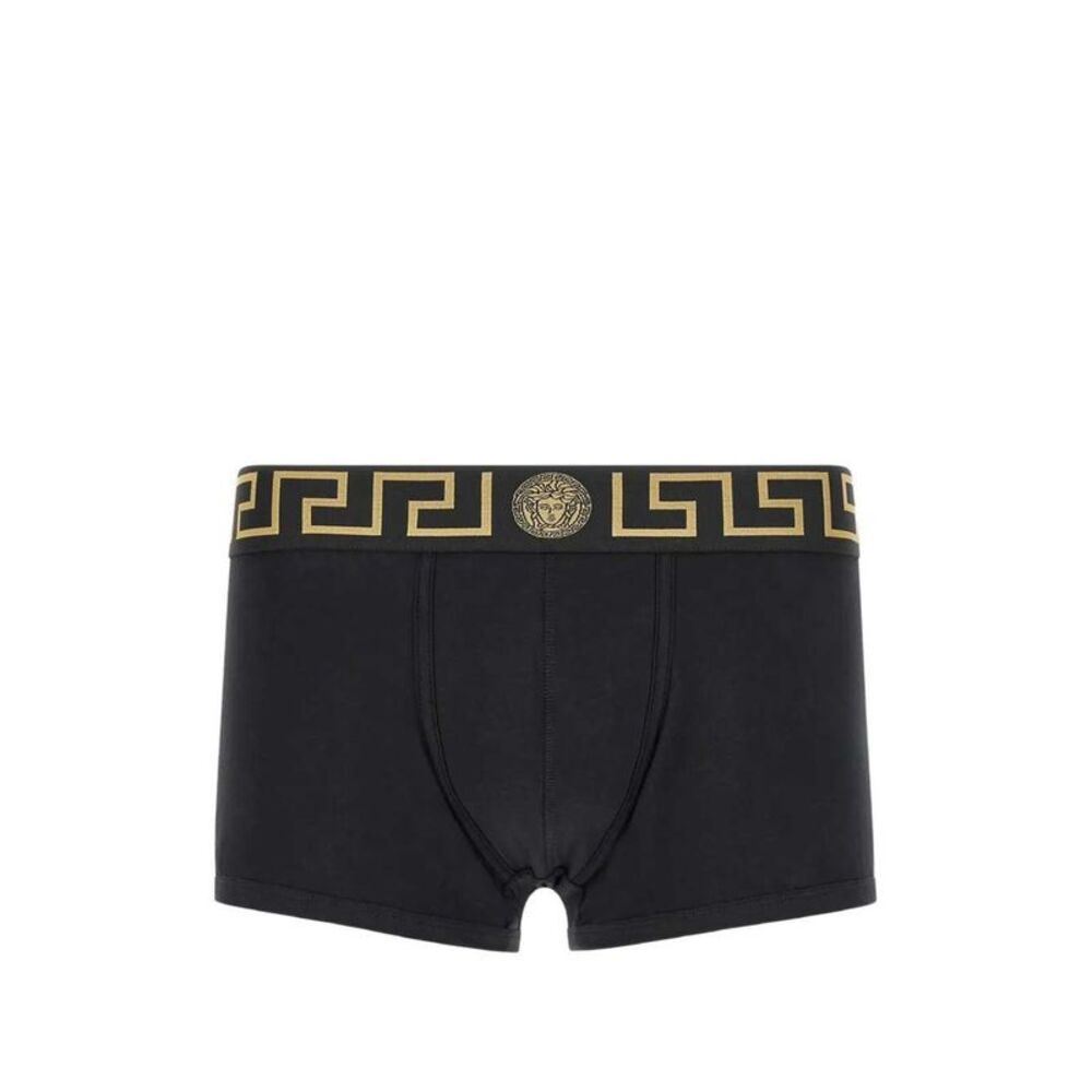 Versace Men Two-Pack Of Bi-Stretch Organic Cotton Boxers With Gold Logo